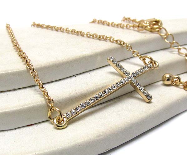 Crystal cross chain necklace