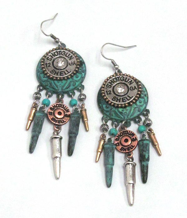 Bullet drop fish hook earrings