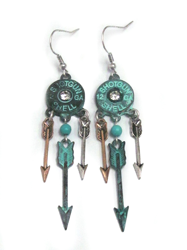 Bullet drop fish hook earrings
