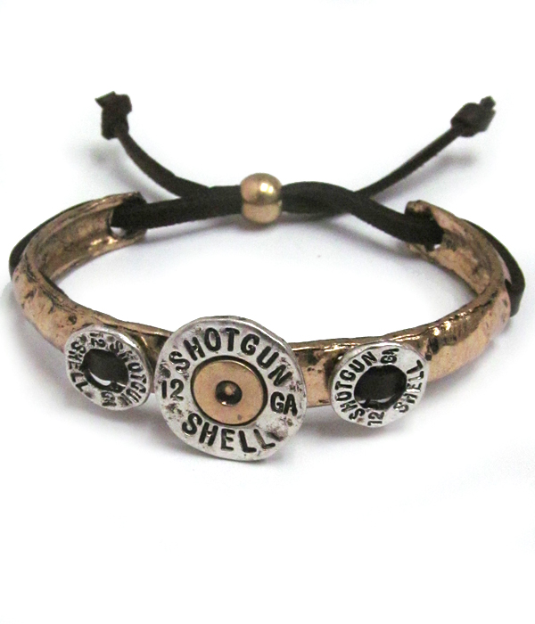 Bullet metal pull and tie bracelet