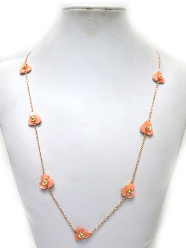 Shell flower long necklace