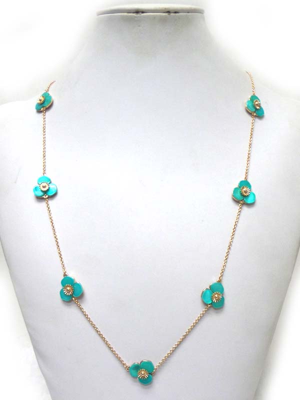 SHELL FLOWER LONG NECKLACE