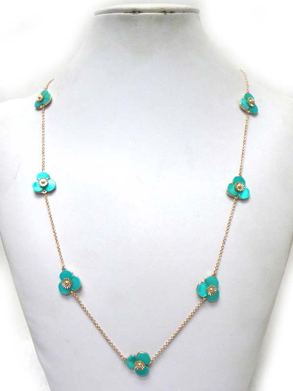 Shell flower long necklace