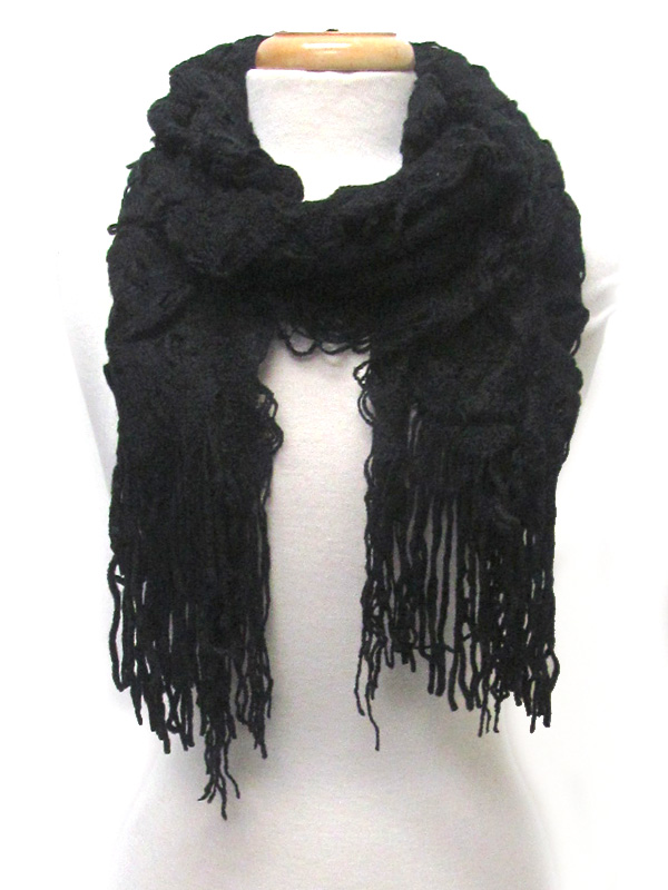 Lace edge ruffle winter scarf