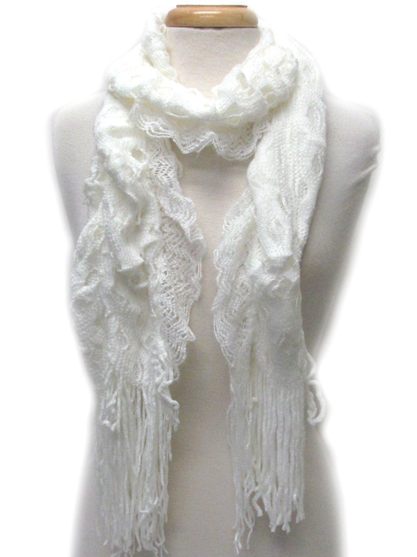 Lace edge ruffle winter scarf