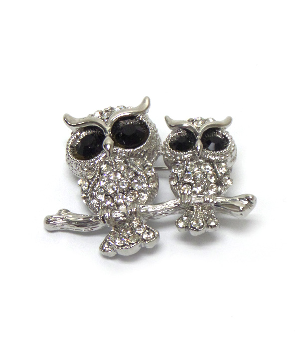 Owl with crystals brooch