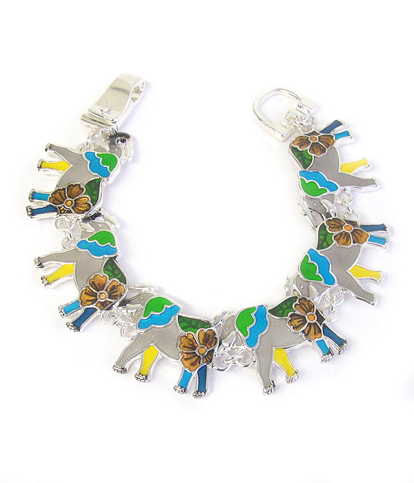 Multi elephant magnetic bracelet