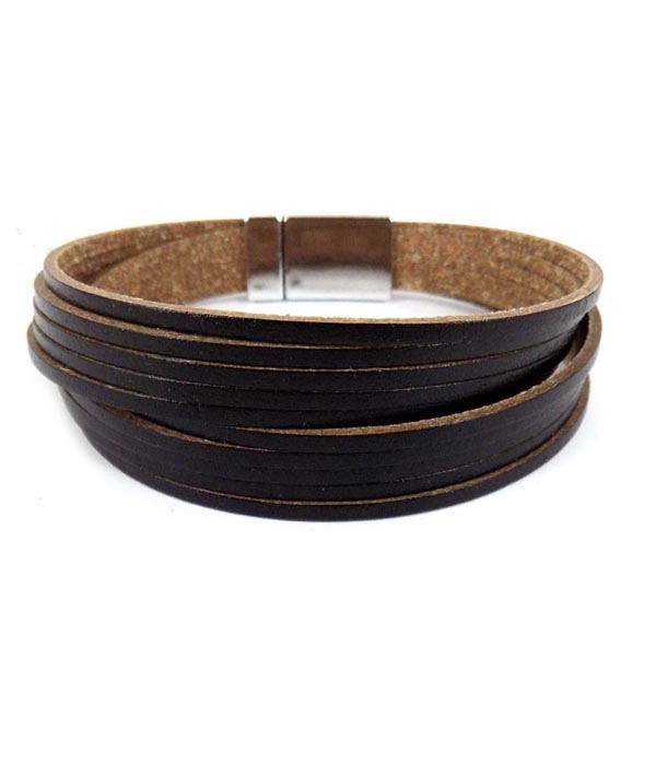 Multi layer leatherettte magnetic bracelet