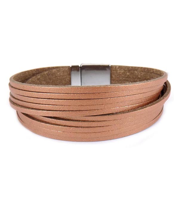 Multi layer leatherettte magnetic bracelet