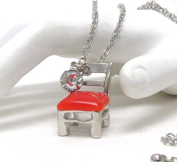 Crystal drop fashion metal and acryl chair pendant long chain necklace